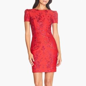 NWT Dress the Population Joyce Red Floral Embroidered Mini Dress Size XS